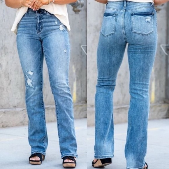 Judy Blue Boot Cut High Rise Distressed Blue Jeans, Women’s Size 7/28 - Picture 10 of 10